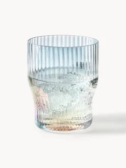 Set di 4 bicchieri in vetro soffiato con rilievo rigato e lucentezza madreperlacea Juno