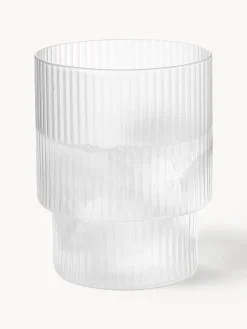 Set di 4 bicchieri per acqua in vetro soffiato con scanalatura in rilievo Ripple, 200 ml