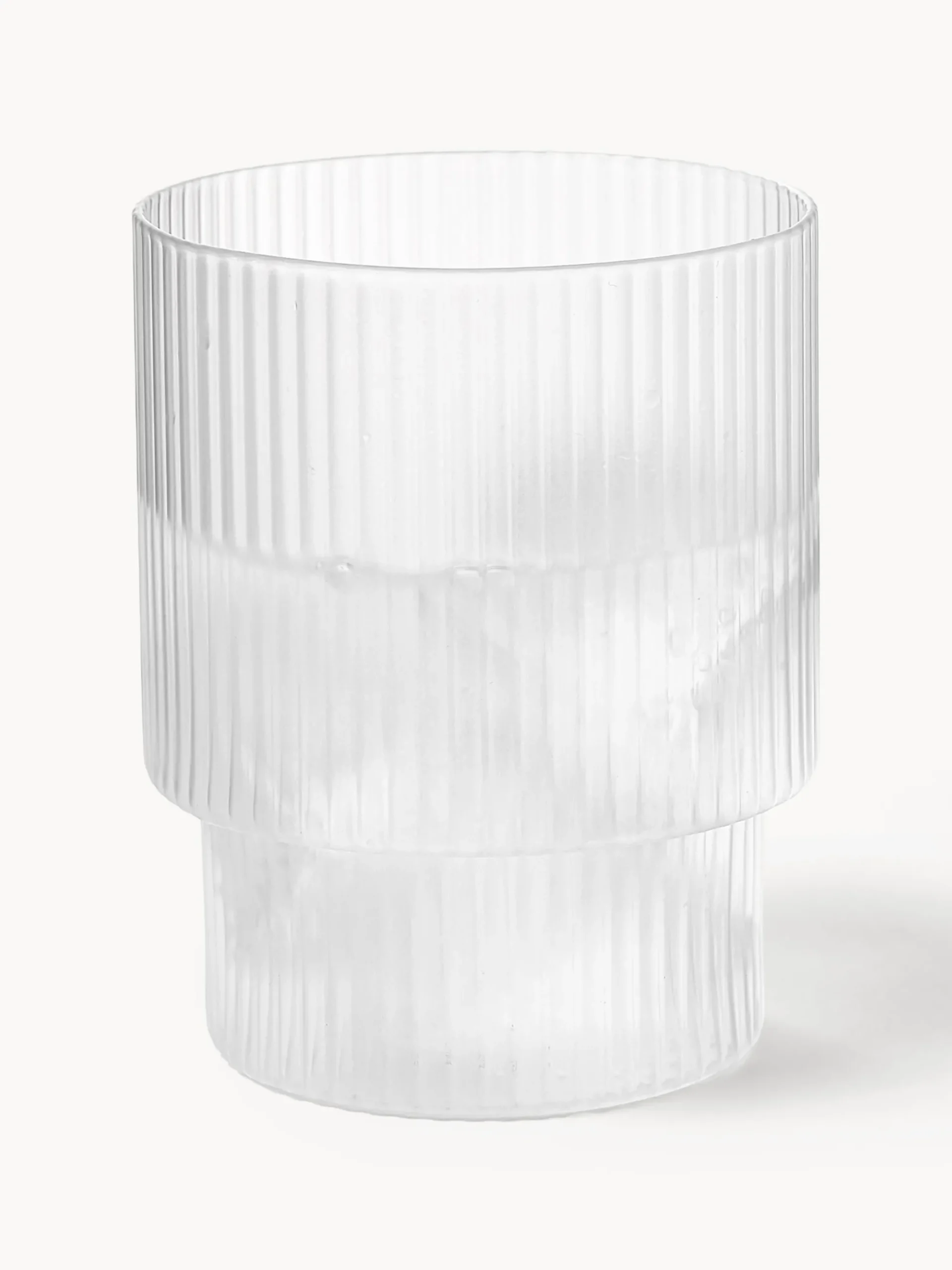 Set di 4 bicchieri per acqua in vetro soffiato con scanalatura in rilievo Ripple, 200 ml