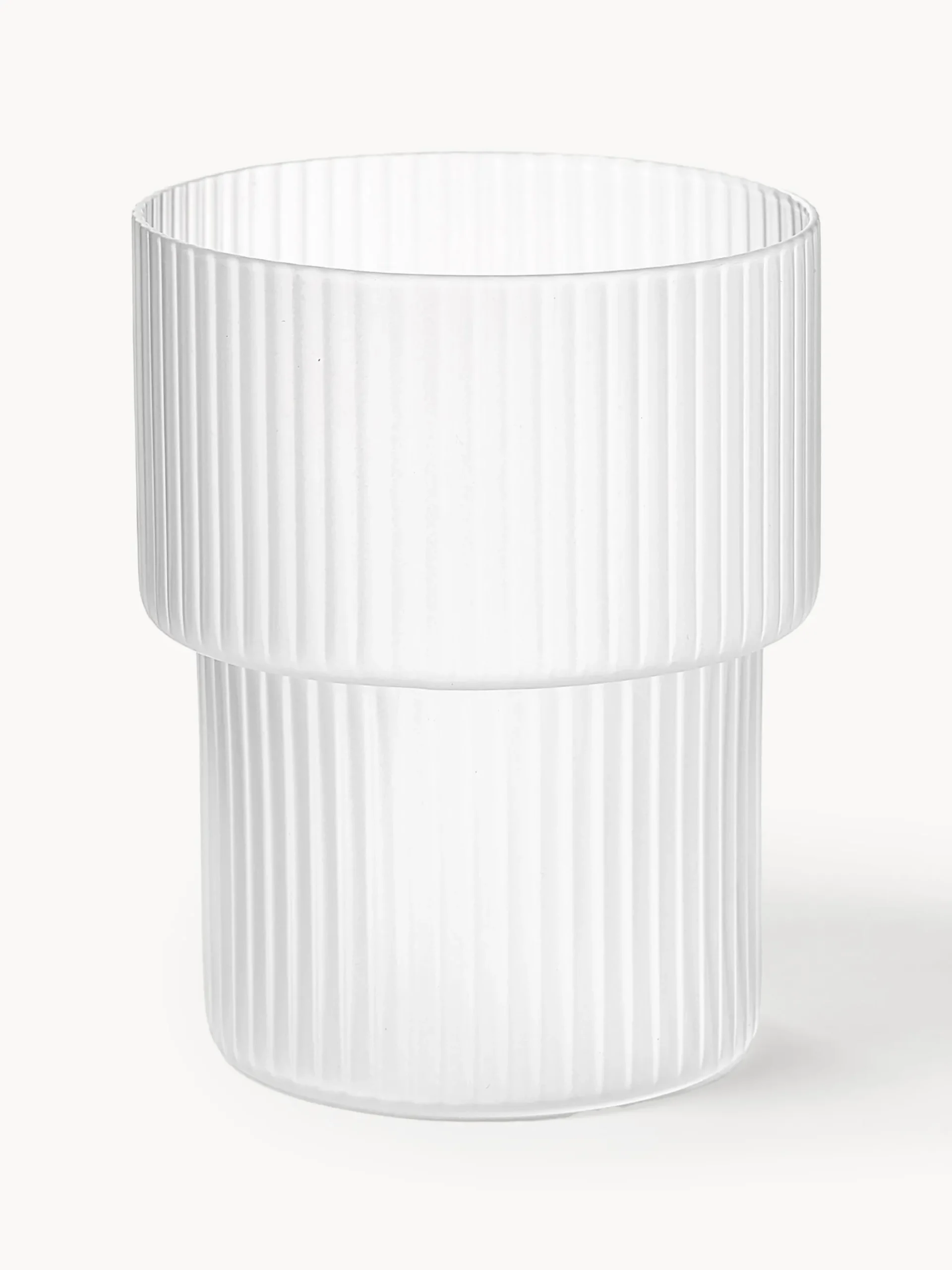 Set di 4 bicchieri per acqua in vetro soffiato con scanalatura in rilievo Ripple, 200 ml