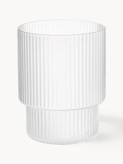 Set di 4 bicchieri per acqua in vetro soffiato con scanalatura in rilievo Ripple, 200 ml