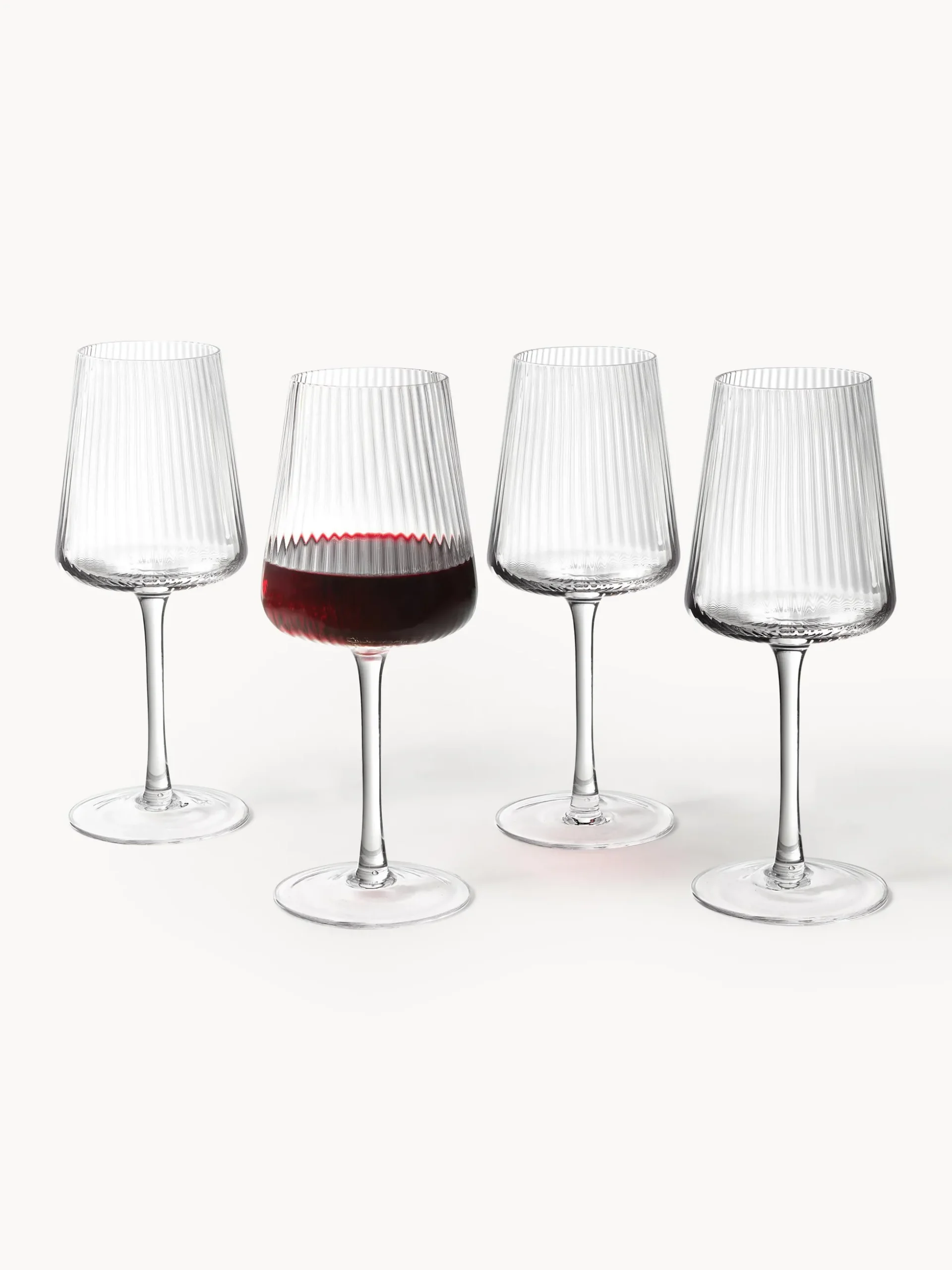 Set di 4 bicchieri vino rosso fatto a mano con struttura millerighe Cami