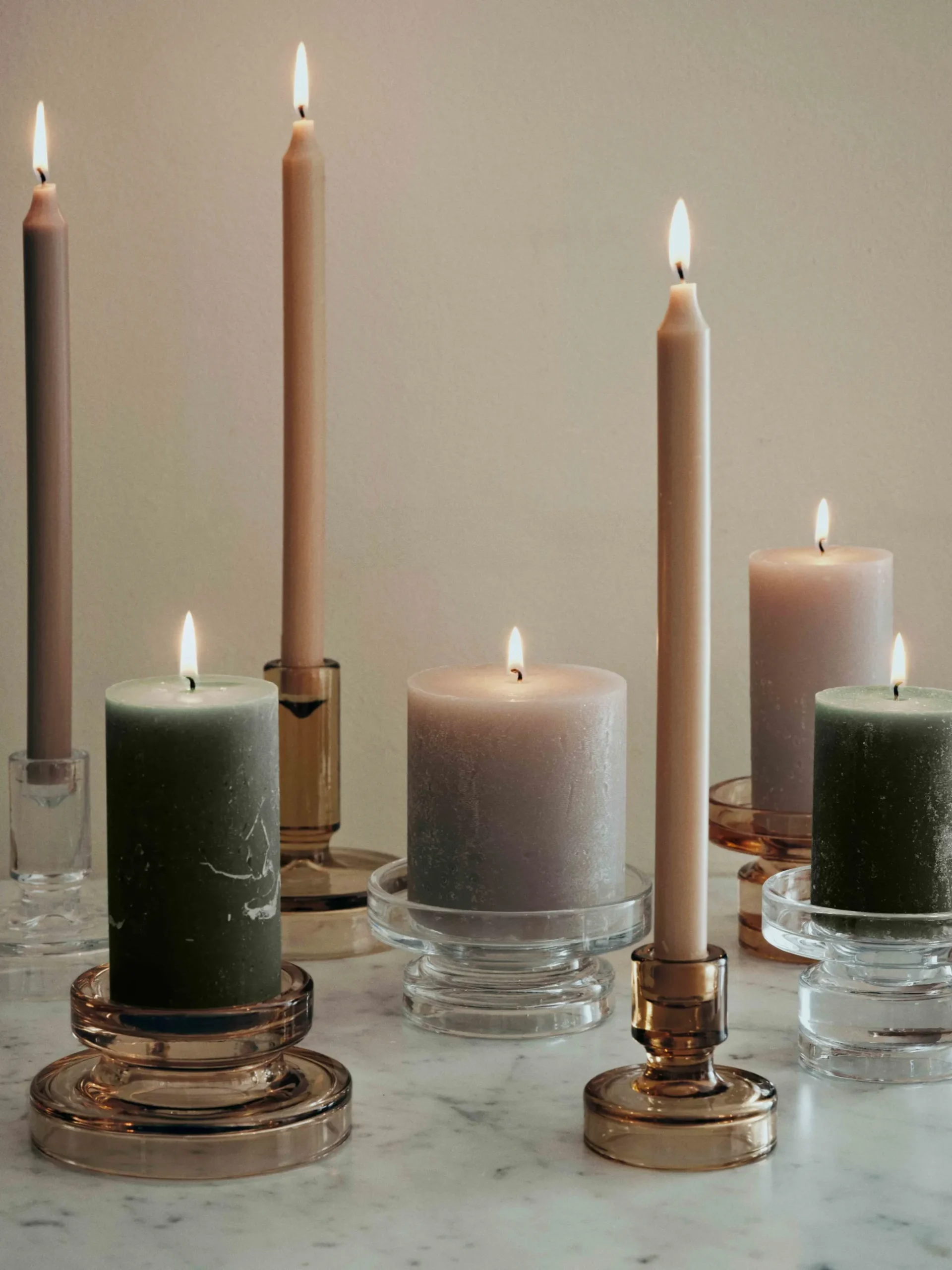 Set di 4 candele da tavolo fatte a mano Smooth