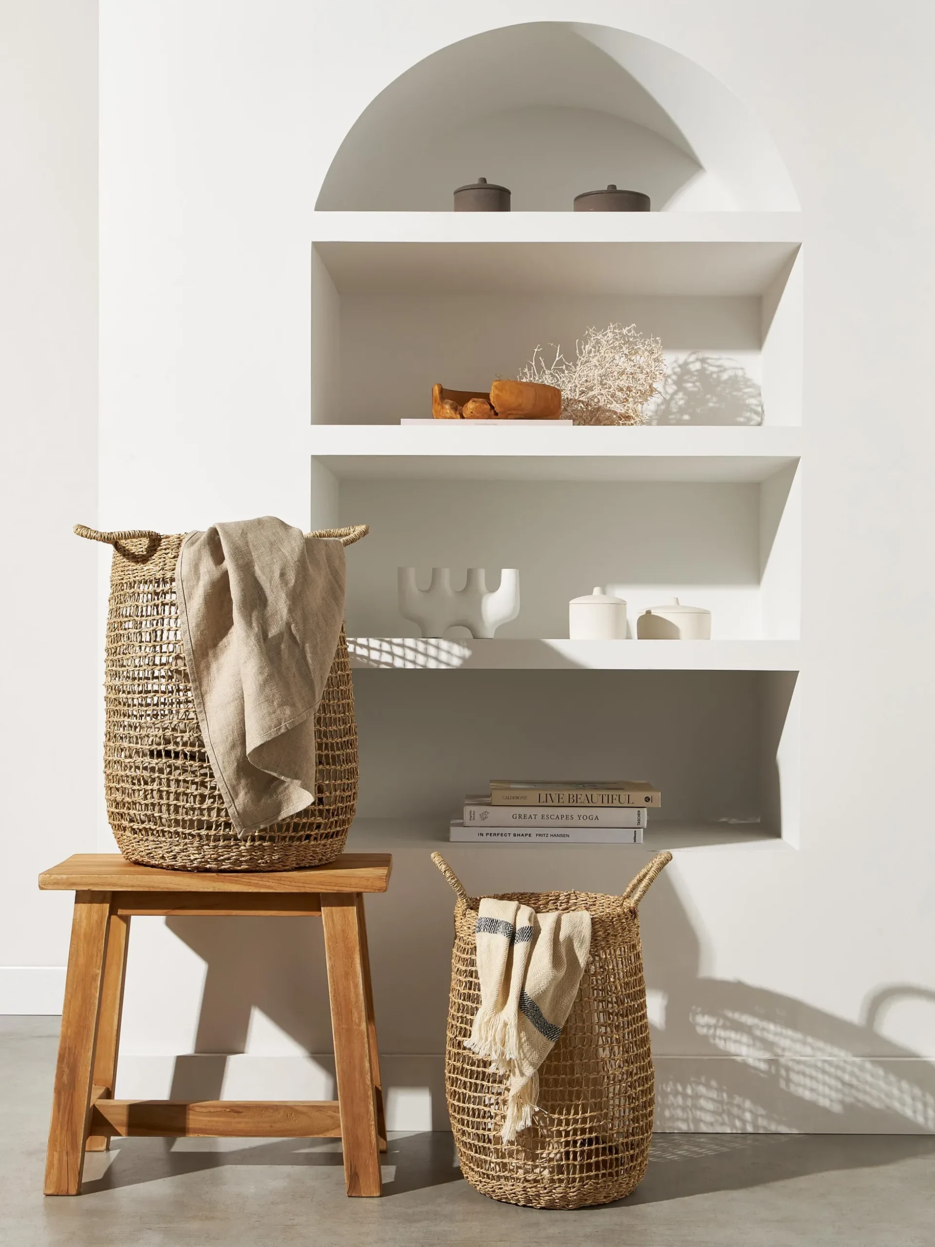 Set di 2 cestini in fibra naturale Ian