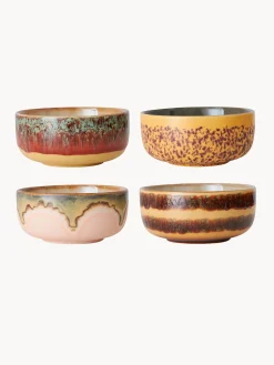 Set di 4 ciotole fatte a mano con smalto reattivo 70's