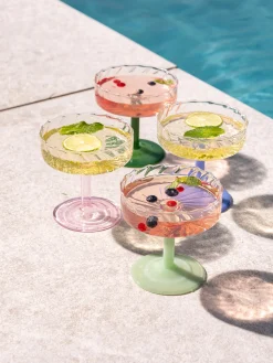 Set di 2 coppe da champagne in vetro borosilicato fatte a mano Twirl