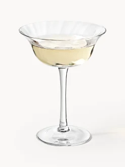 Set di 4 coppe da champagne in vetro soffiato Swirl