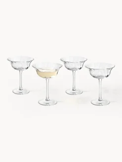 Set di 4 coppe da champagne in vetro soffiato Swirl