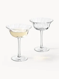 Set di 4 coppe da champagne in vetro soffiato Swirl