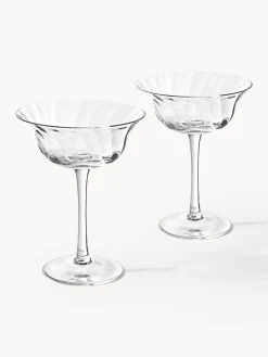 Set di 4 coppe da champagne in vetro soffiato Swirl