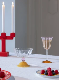 Set di 2 coppe da champagne in vetro soffiato fatto a mano Tulip