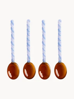 Set di 4 cucchiai in vetro borosilicato fatti a mano Duet