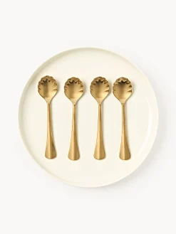 Set di 4 cucchiaini in acciaio inox spazzolato Ondine