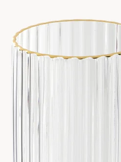 Set di 4 flute da champagne in vetro soffiato con bordo dorato Aleo