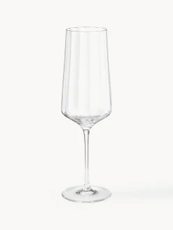 Set di 6 flute da champagne plisettati in cristallo Bernadotte