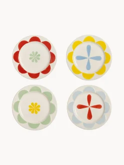 Set di 4 piatti da torta fatti a mano Folk