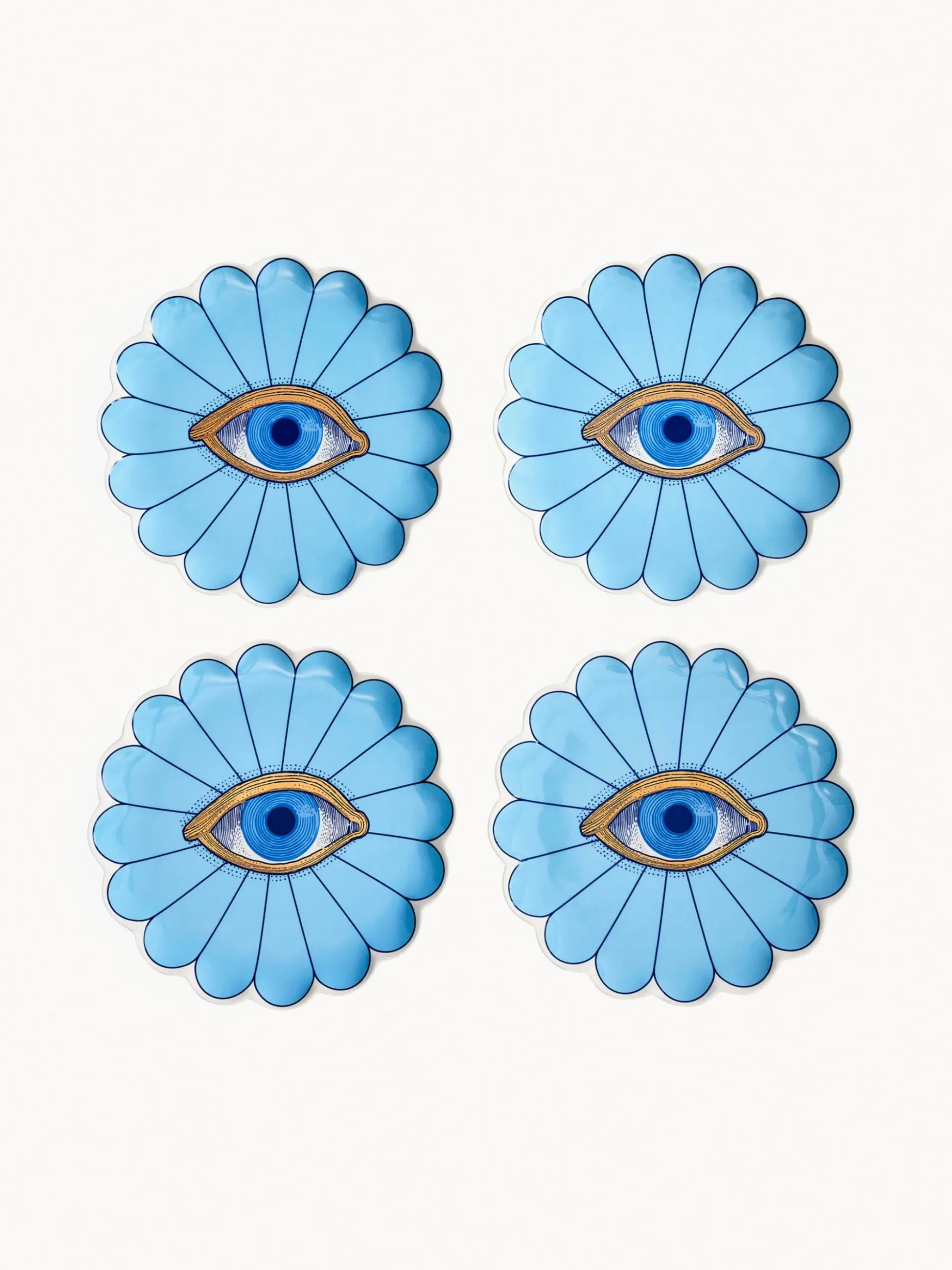Set di 4 piatti da torta in porcellana Fleur