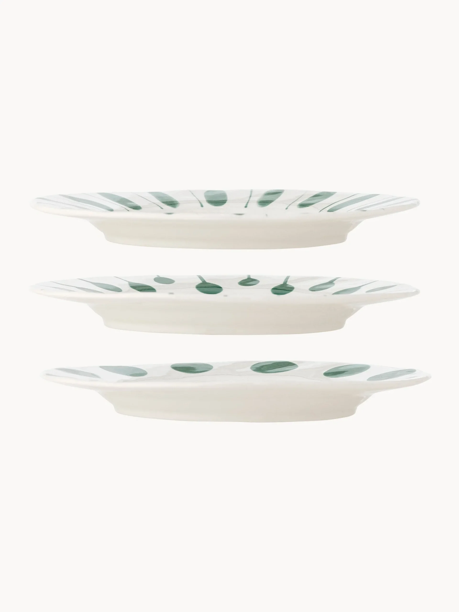 Set di 3 piatti piani dipinti a mano Linora