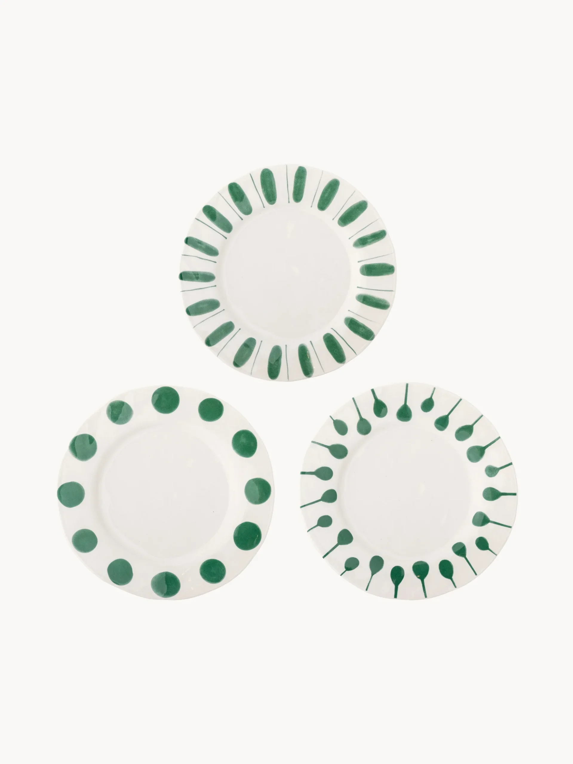 Set di 3 piatti piani dipinti a mano Linora