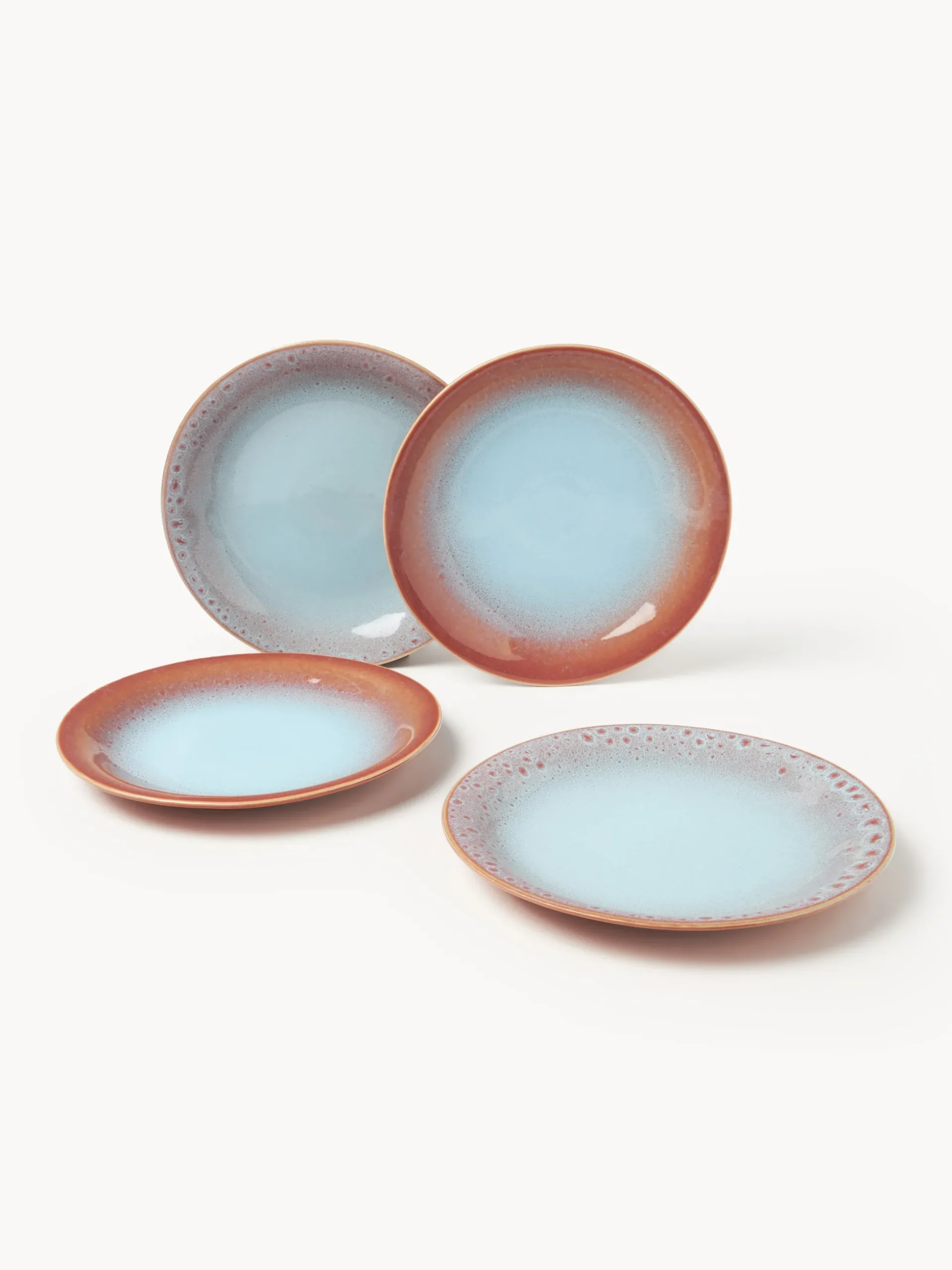 Set di 4 piatti piani fatti a mano Marguerite