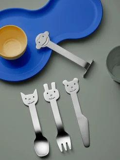 Set di 4 posate spazzolate opache per bambini Animal Friends