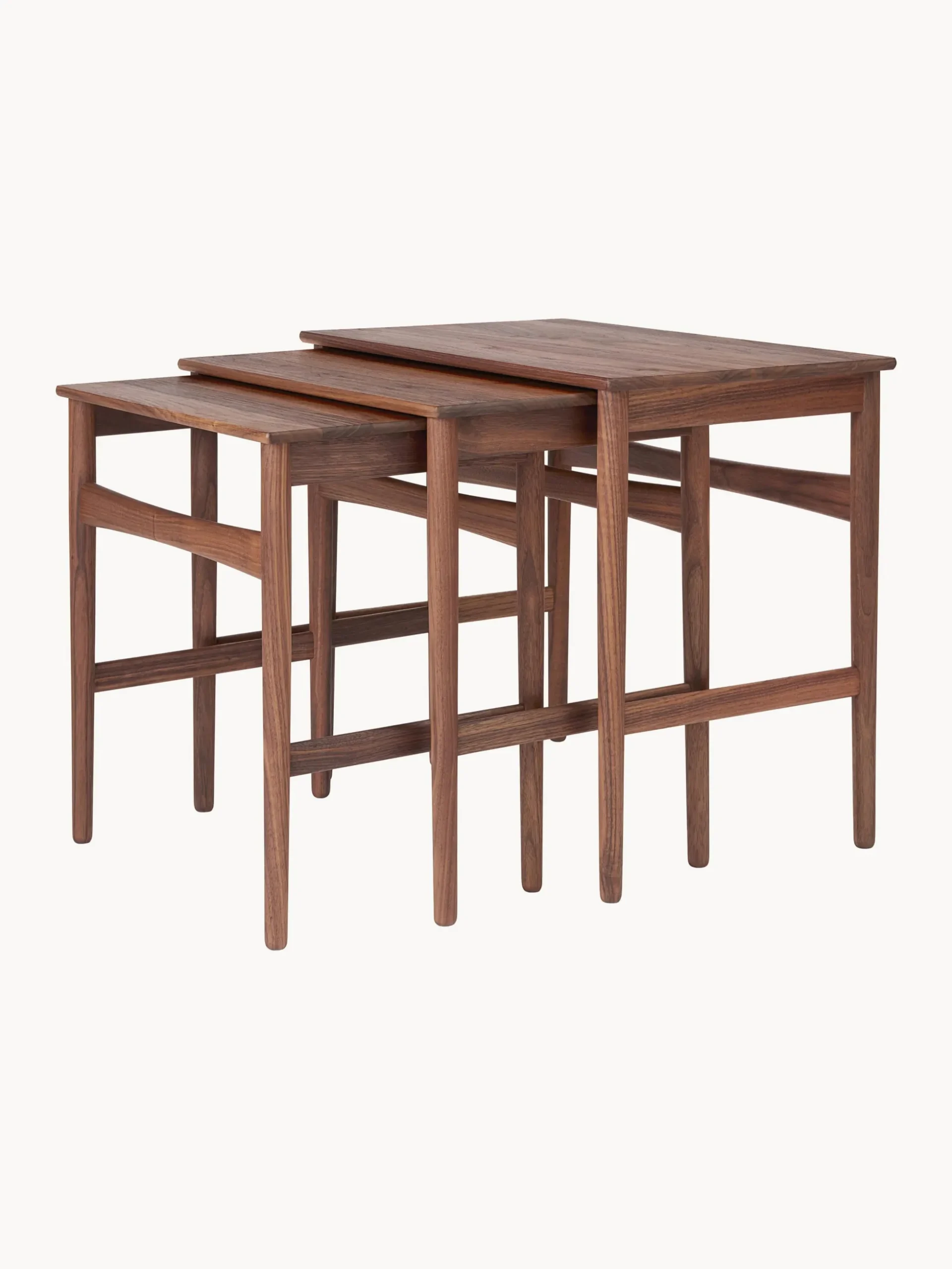 Set di 3 tavolini in legno di noce CH004