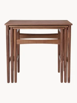 Set di 3 tavolini in legno di noce CH004
