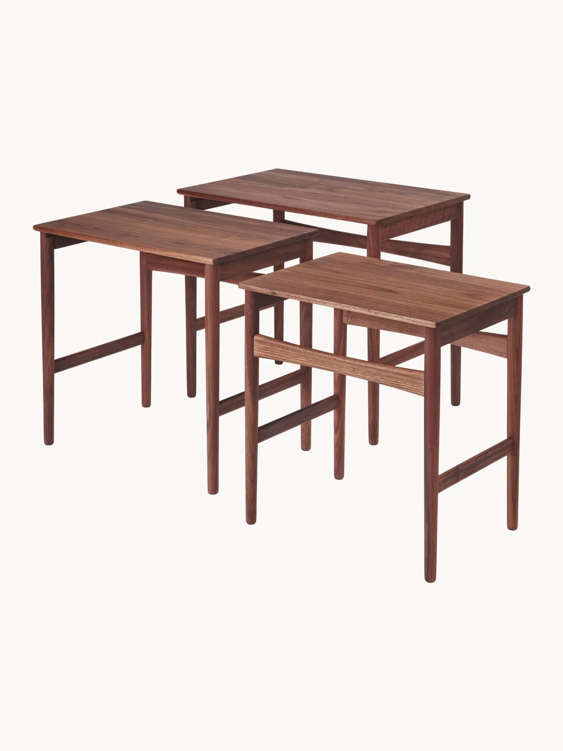 Set di 3 tavolini in legno di noce CH004
