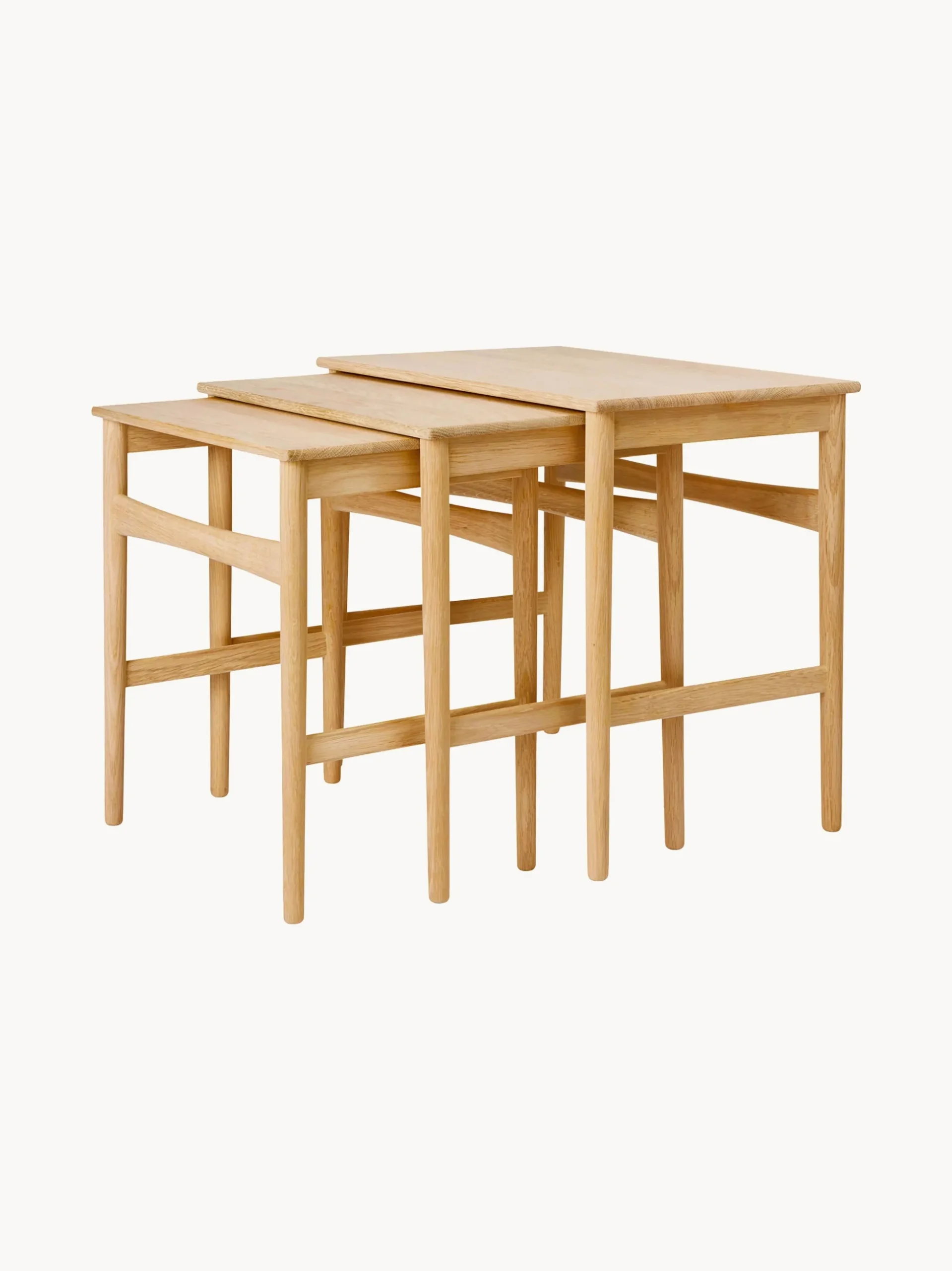 Set di 3 tavolini in legno di quercia CH004