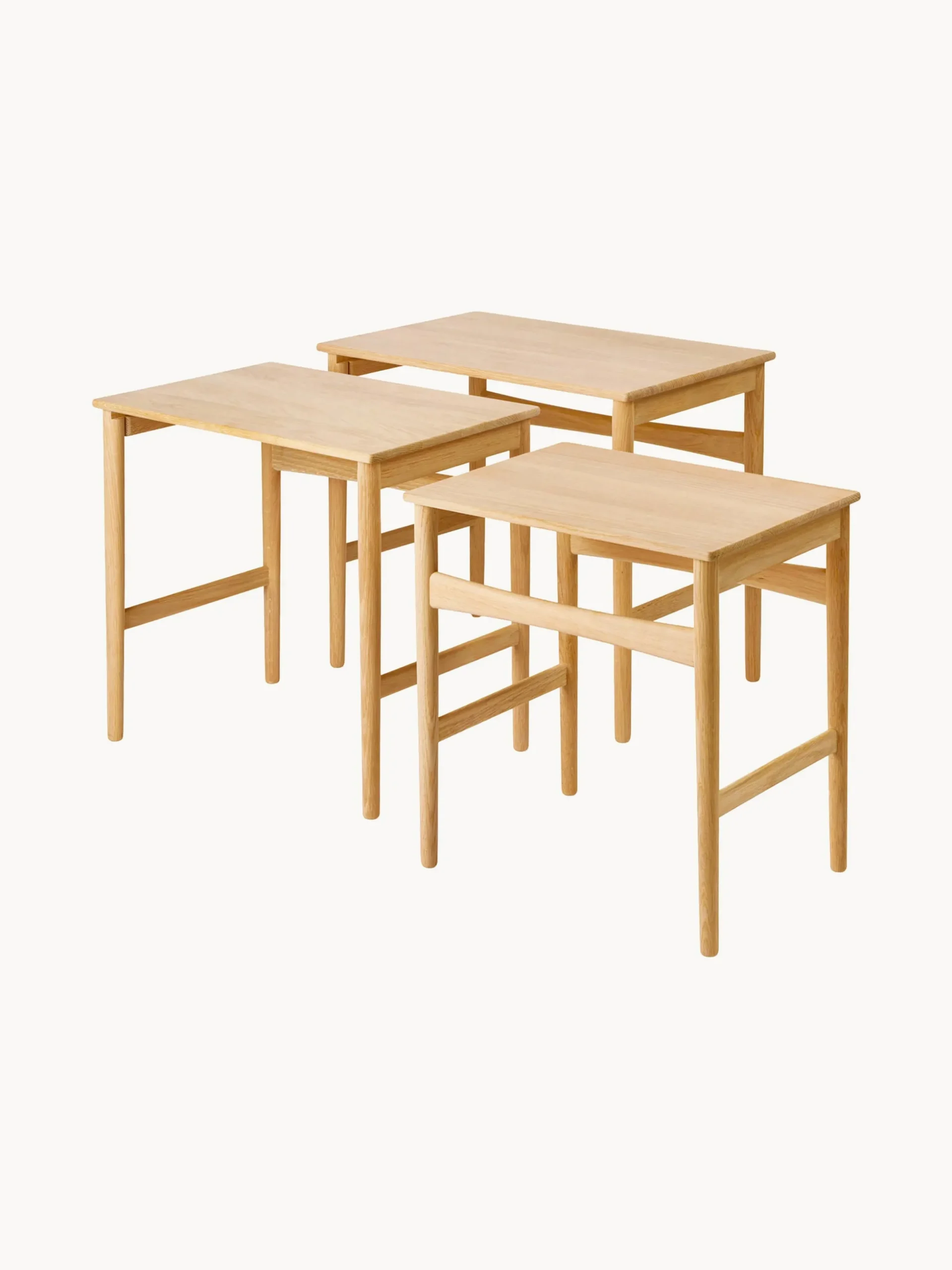 Set di 3 tavolini in legno di quercia CH004