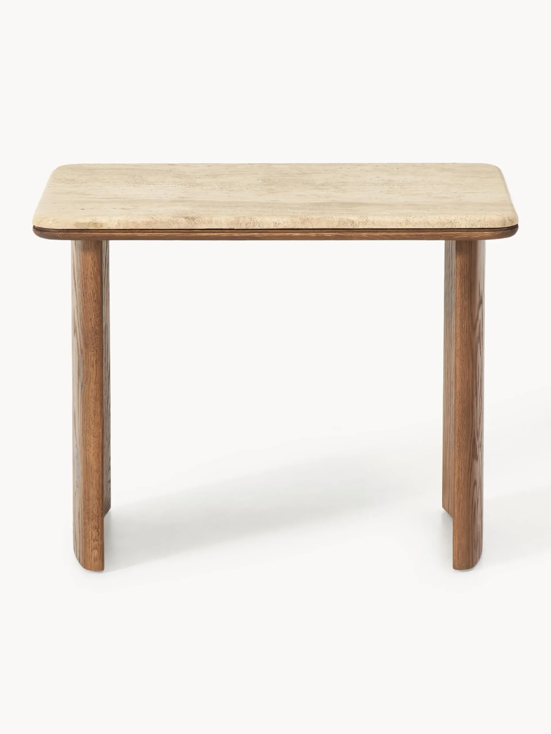 Set di 2 tavolini in legno di quercia con piano in travertino Chandler