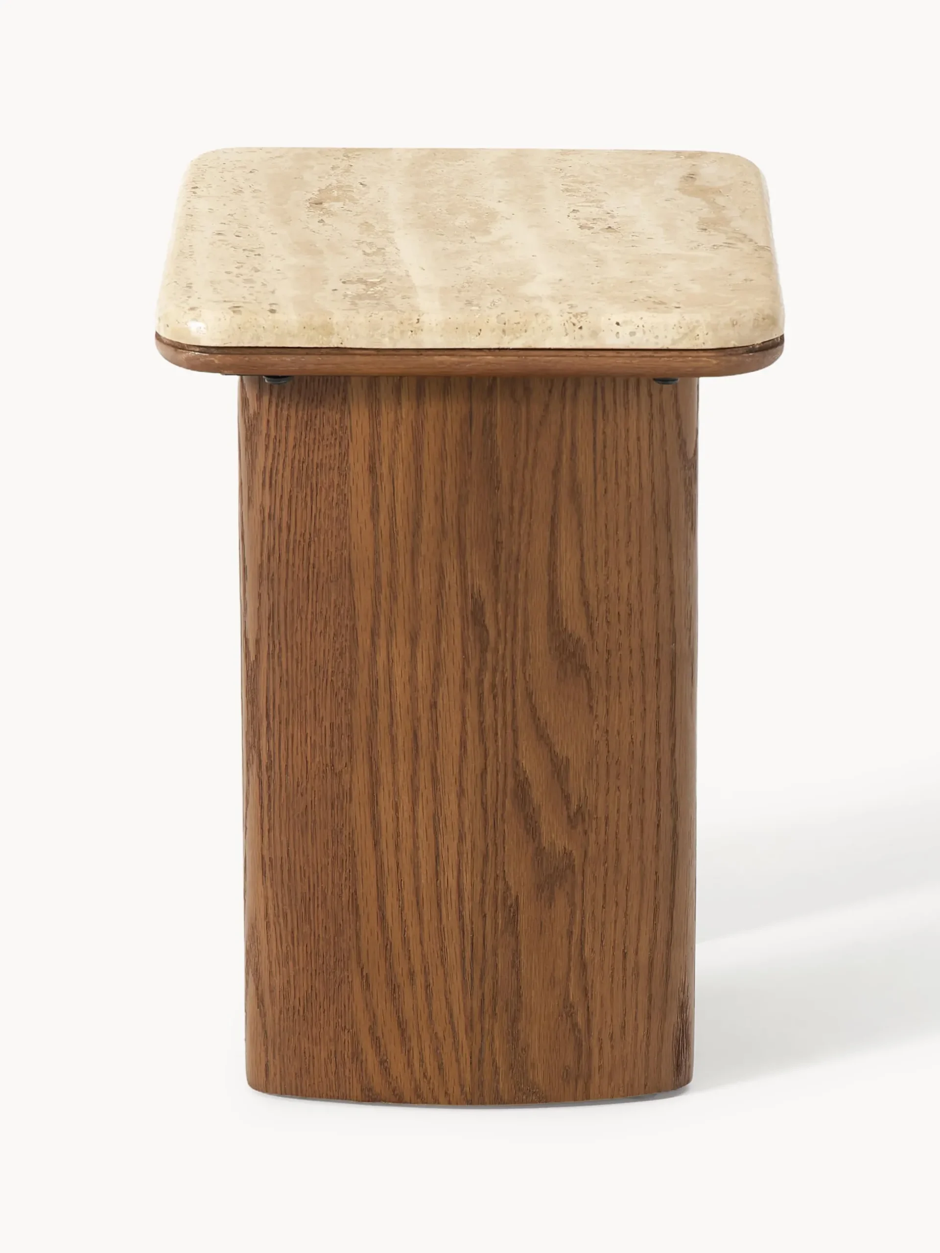 Set di 2 tavolini in legno di quercia con piano in travertino Chandler