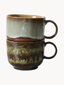 Set di 2 tazze fatte a mano con smalto reattivo 70's