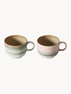Set di 2 tazze fatte a mano con smalto reattivo 70's