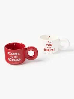 Set di 2 tazze impilabili in porcellana con motivo decorativo Tutti
