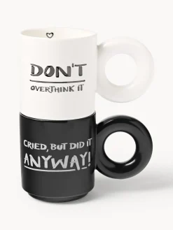 Set di 2 tazze impilabili in porcellana con motivo decorativo Tutti
