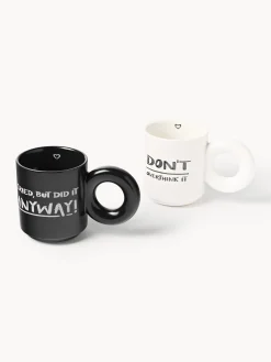 Set di 2 tazze impilabili in porcellana con motivo decorativo Tutti