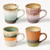 Set di 4 tazzine da espresso fatte a mano con smalto reattivo 70's