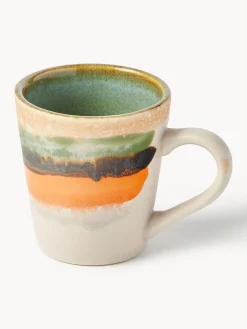 Set di 4 tazzine da espresso fatte a mano con smalto reattivo 70's