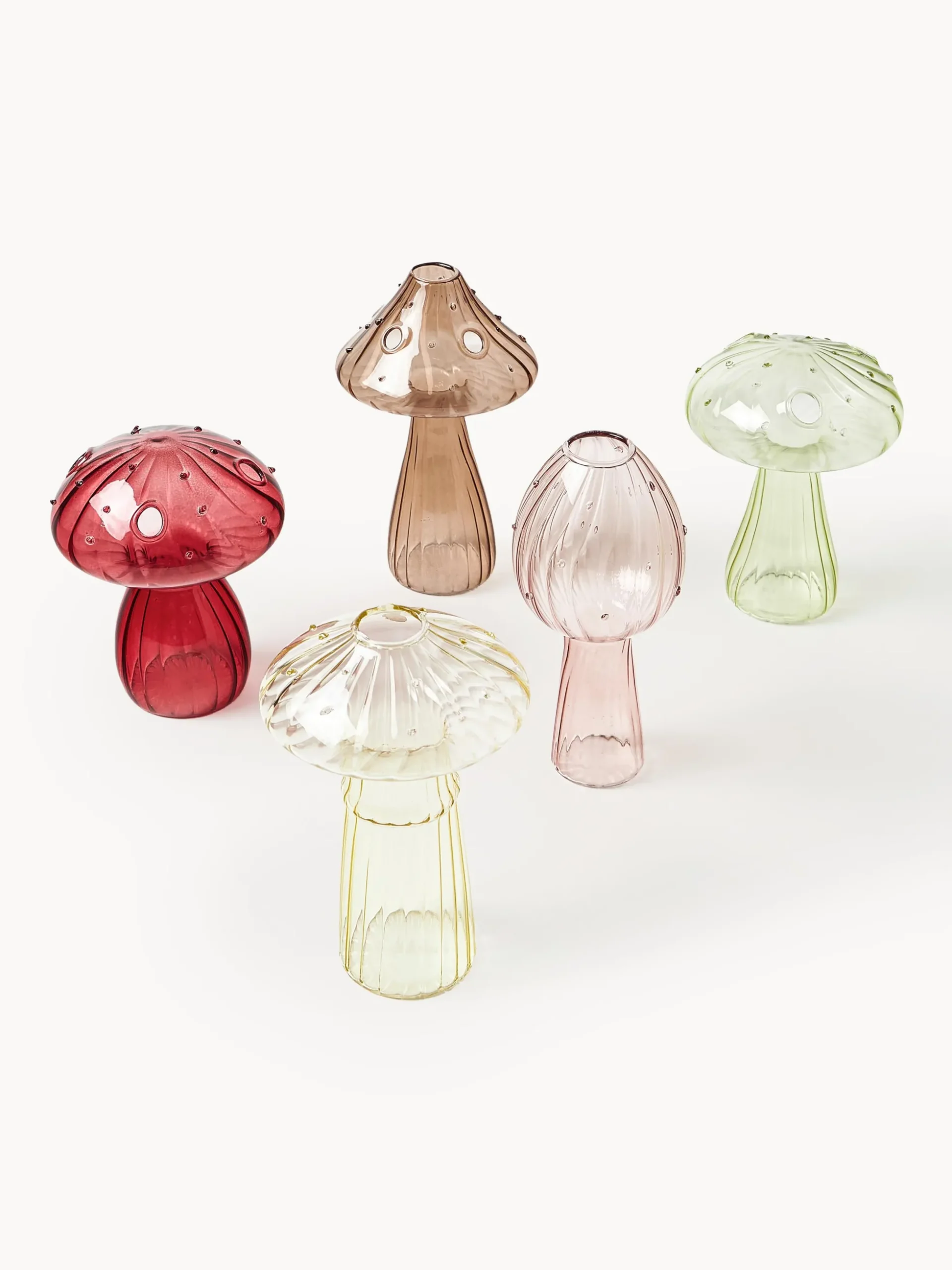 Set di 5 vasi in vetro Mushroom