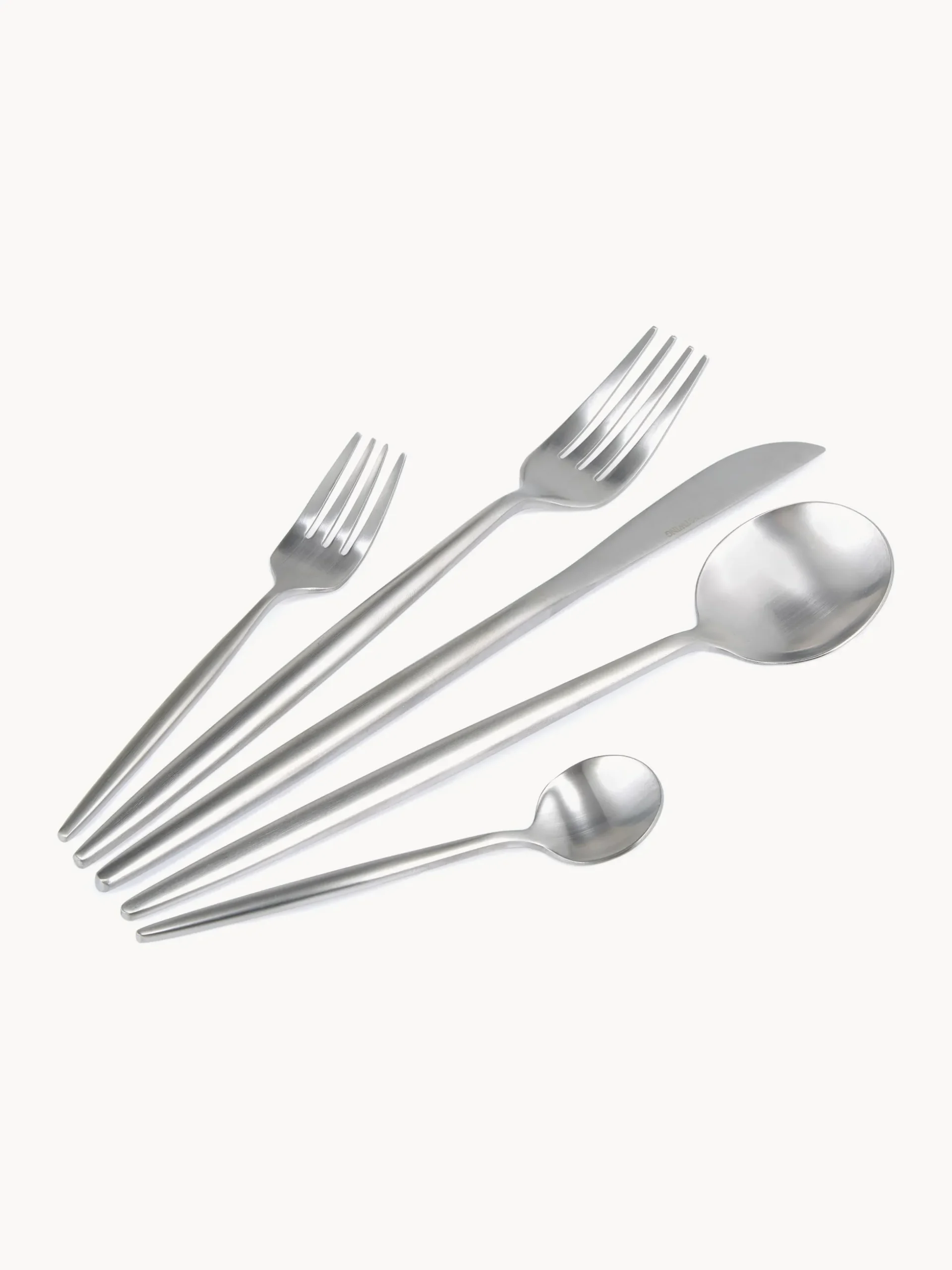 Set di posate con finitura opaca spazzolata in diverse misure di set Shimmer