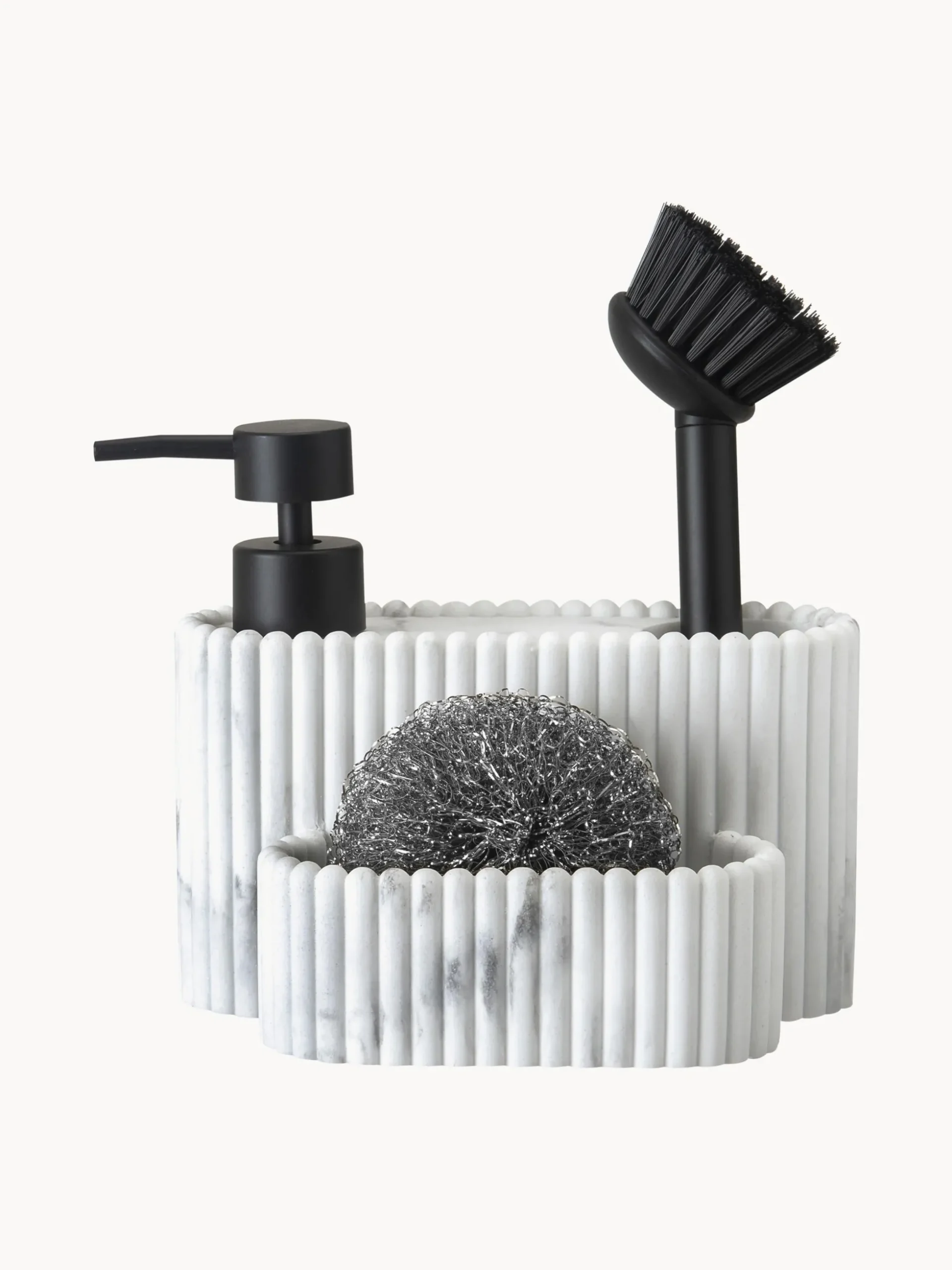 Set dosatore di sapone con spazzola e spugna Holy 3 pz