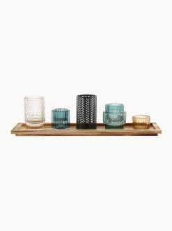 Set portacandele con vassoio in legno Elviena 6 pz