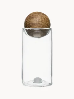 Set saliera e pepiera in vetro soffiato con coperchi in legno Eden 2 pz