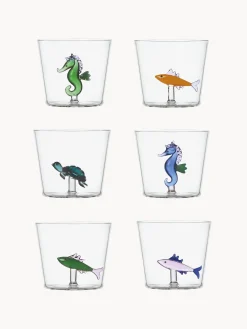 Set 6 bicchieri acqua in vetro borosilicato fatti a mano Marine Garden