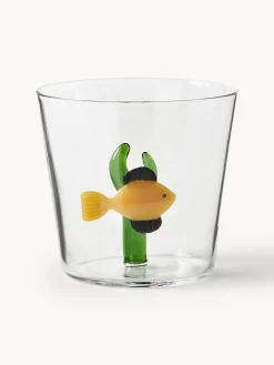 Set 6 bicchieri acqua in vetro borosilicato fatti a mano Marine Garden