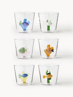 Set 6 bicchieri acqua in vetro borosilicato fatti a mano Marine Garden