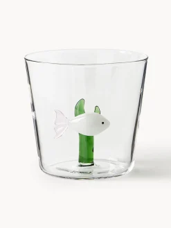 Set 6 bicchieri acqua in vetro borosilicato fatti a mano Marine Garden