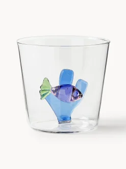 Set 6 bicchieri acqua in vetro borosilicato fatti a mano Marine Garden