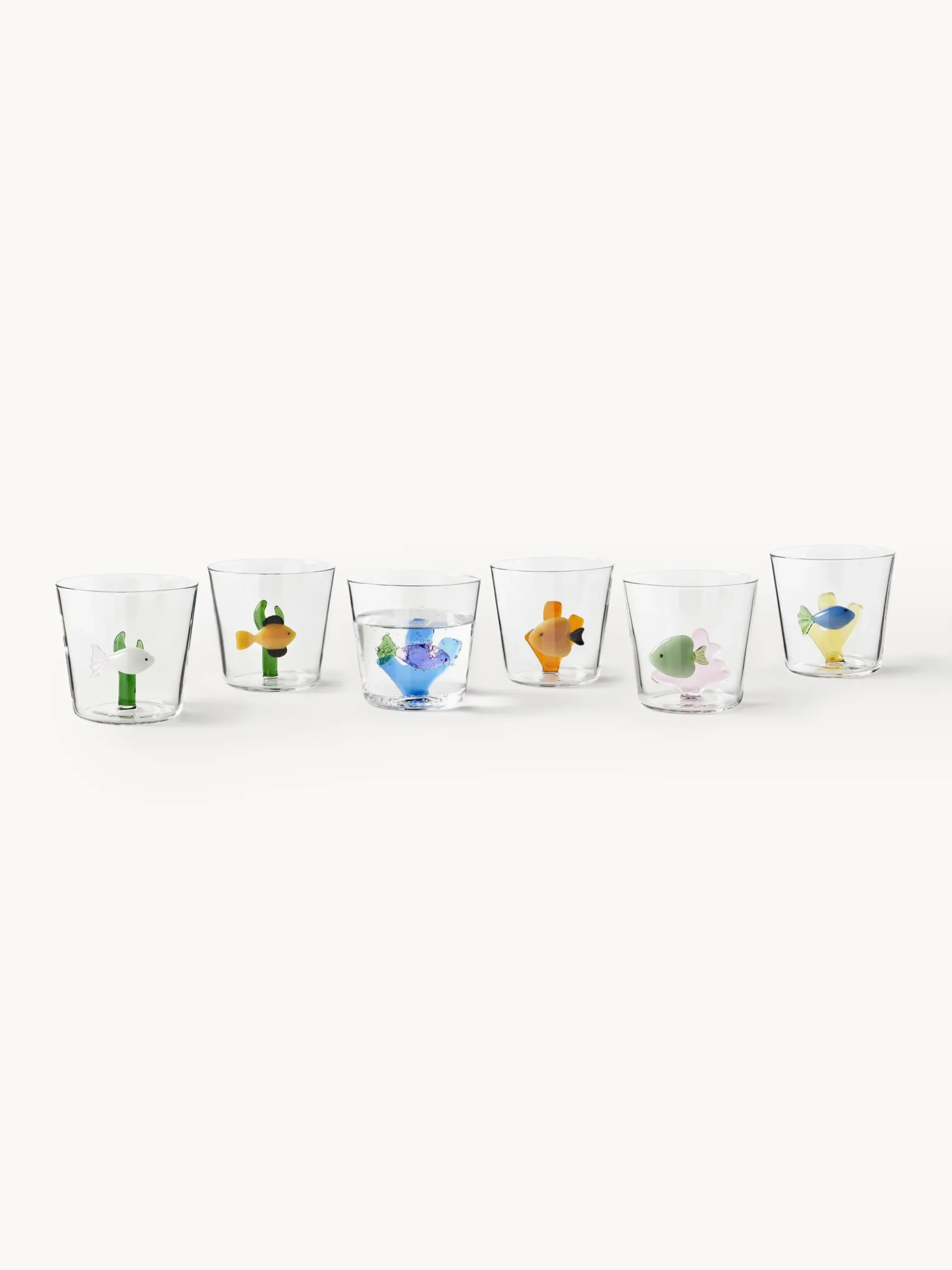 Set 6 bicchieri acqua in vetro borosilicato fatti a mano Marine Garden